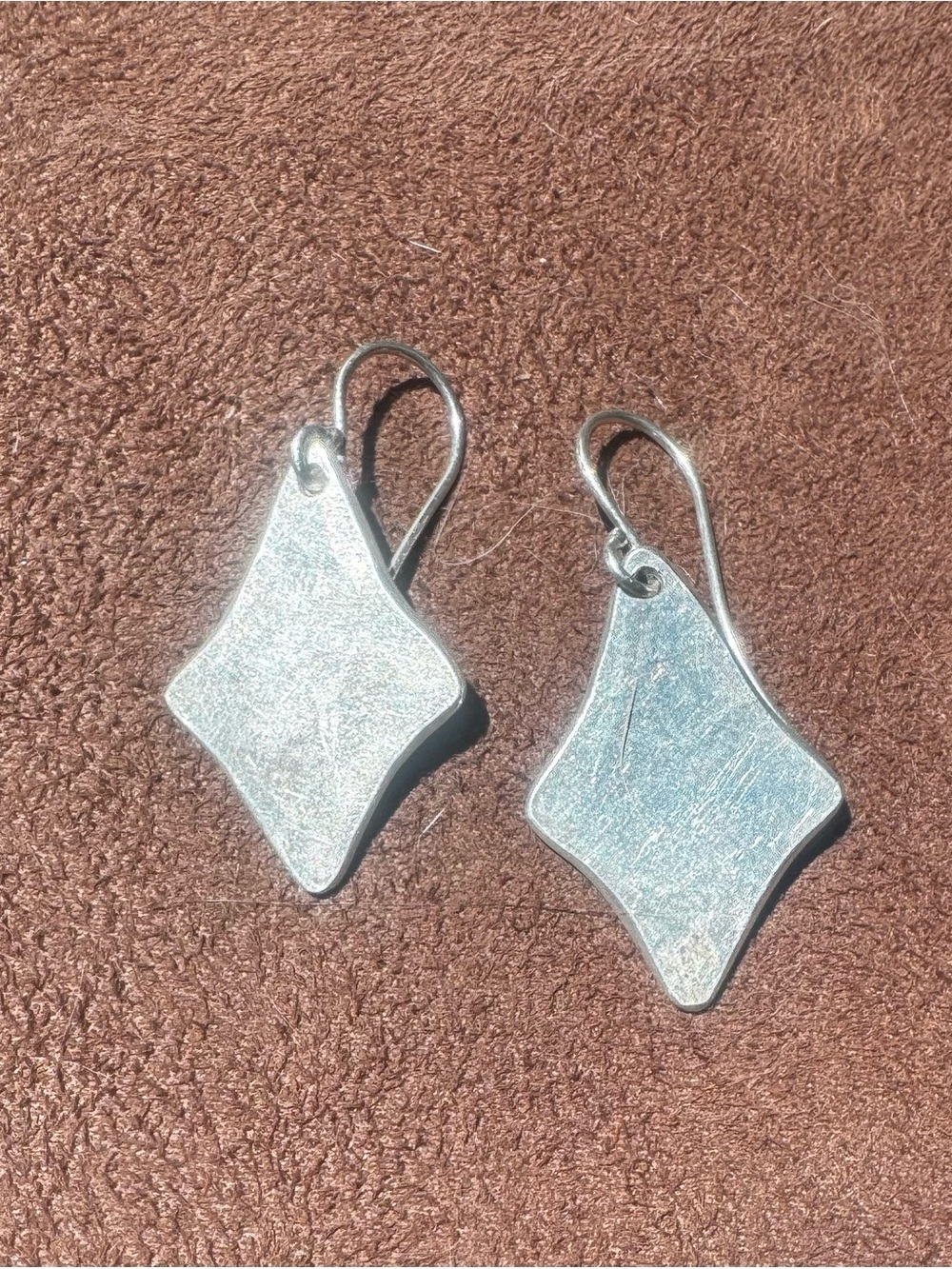JILL PLATNER Silver Drop Diamond-Shaped Dangle Earrings